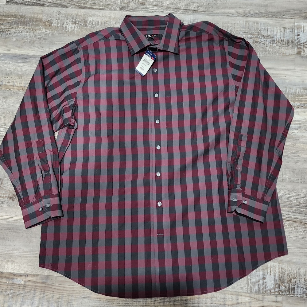 Casual Male Synergy XL Plaid Long Sleeve Button Down Dress Shirt NWT